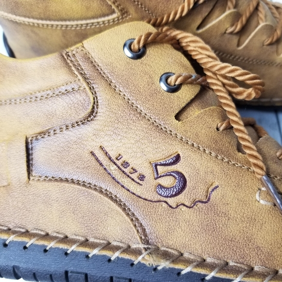 5 1978 Fashion Brown Vegan Leather Lace Up Comfort Shoes - Picture 5 of 8